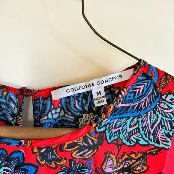 Collective Concepts Red and Blue Floral Kids Dress - Picture 2 of 3